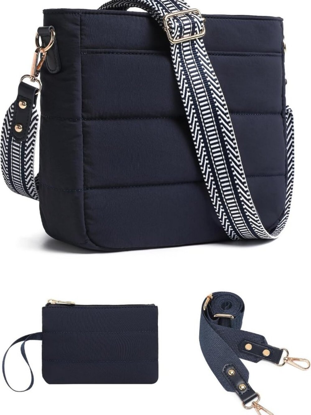 Stylish 2PCS Puffer Quilted Crossbody & Hobo Bags for Women - Trendy Handbags
